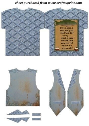 Give a man a fish steam punk tshirt and waistcoat card by Sharon Poore steampunk buy now online