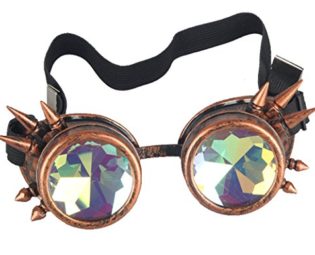 ZAIQUN Kaleidoscope Rave Rainbow Crystal Lenses Vintage Steampunk Goggles &Glasses Cosplay Party Rivets Goggles steampunk buy now online