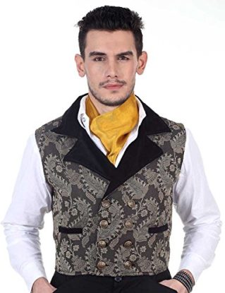 ThePirateDressing Steampunk Victorian Gothic Punk Vampire Brocade Double Breasted Waistcoat Costume C1324 [Large] steampunk buy now online