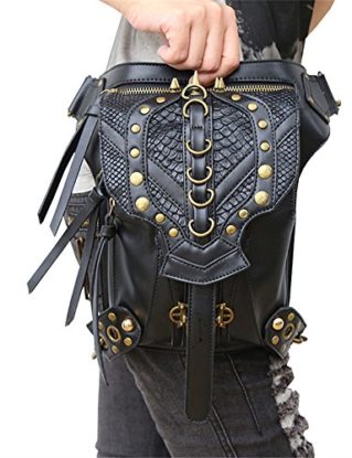 Womens Mens Black Leather Shoulder Waist Packs Bags steampunk buy now online