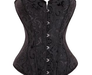 Kiwi-Rata Womens Waist Cincher Boned Corset Brocade Classic Floral G-string Black,M 8-10 steampunk buy now online