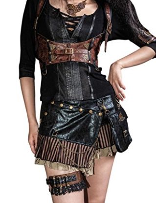 Steampunk VTG Victorian Punk Cincher Lace Up Rivet Pocket Shoolgirl Mini Skirt steampunk buy now online