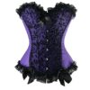 Kiwi-Rata Women's Brocade Satin Gothic boned Lace up Corset G-string Purple,L steampunk buy now online