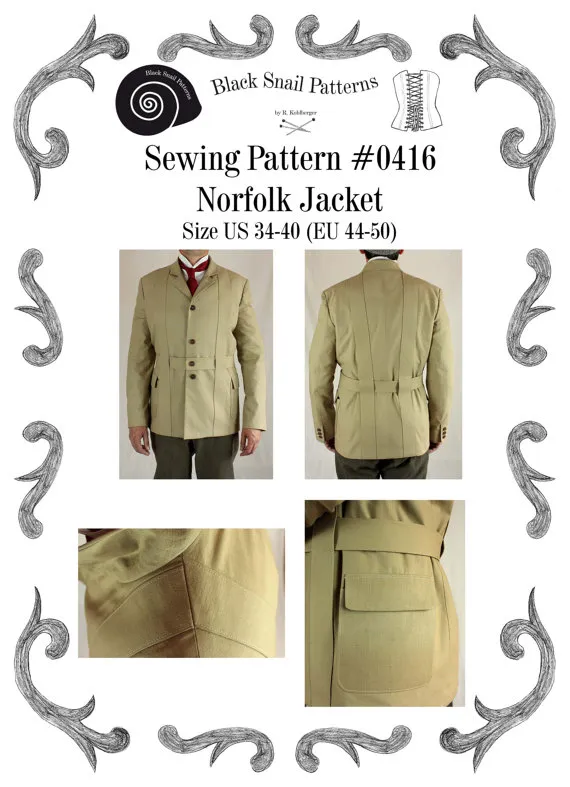 Mens Norfolk Jacket Sewing Pattern #0416 Size US 34-48 (EU 44-58) Pdf Download by BlackSnailPatterns steampunk buy now online