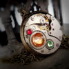Steampunk Pendant, Rainbow - Vintage Watch Movement with Swarovski Crystals by FunkyGlam steampunk buy now online