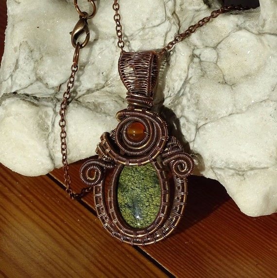 SERPENTINE HEALING pendant / Wire Wrapped pendant / wire wrapped jewelry / Healing Pendant / Boho / Bohemian jewelry / Steampunk by GemOfHarmony steampunk buy now online