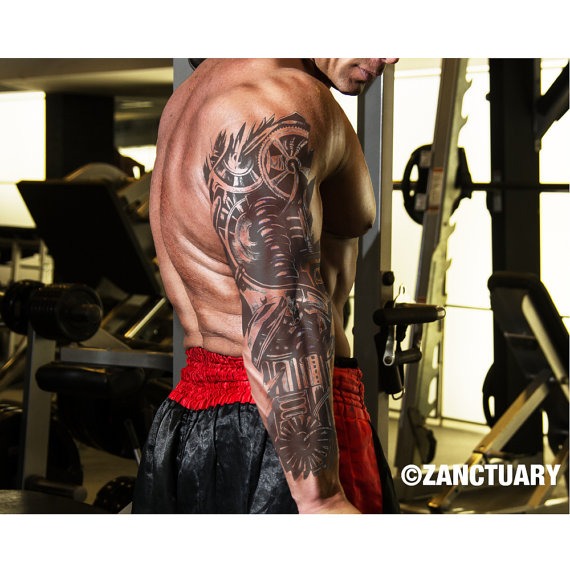 Steampunk Temporary Tattoo Sleeve Full Arm Sleeve Tattoo Men Temporary Tattoo Biomechanical Fake Tattoo Sleeve Tatouage Temporaire ZANCTUARY by ZANCTUARY steampunk buy now online