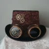 Steampunk Hat Lace Decoration Top Hat - lace bronze Brown lace hat tophat black lace steampunk - WITH or WITHOUT GOGGLE by Poppenkraal steampunk buy now online