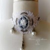 Steampunk Choker Necklace , White Lace Collar Jabot Cameo Neckpiece pearl victorian Goth Gothic Jewelry Handmade Lolita by MiaDressShop steampunk buy now online