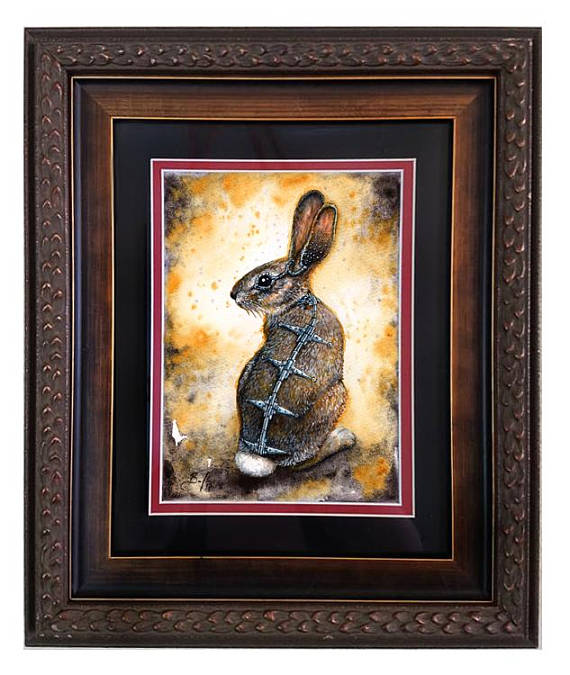 Arcane Transmissions - Original Watercolour Steampunk Bunny Painting by ClockworkArtShop steampunk buy now online
