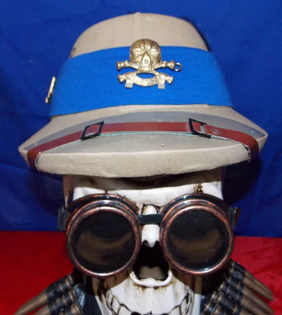 For Glory badge, skull and cross bones fantasy Bombay bowler pith helmet. size 7 by HARVEYHELMETS steampunk buy now online