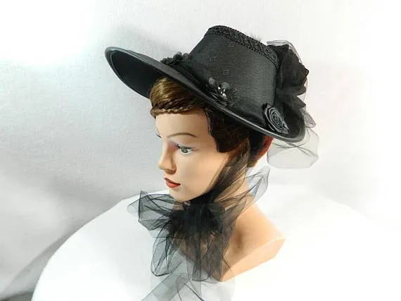 victorian Minihat Summerhat black Steampunk baroque rococo civil war ladies hat Elizabethan Edwardian Reanactment Ren Faire by Nashimiron steampunk buy now online