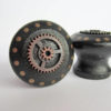 Cabinet Knobs, Drawer pulls, black knobs, black home decor, gear decor, steampunk decor, hand painted drawer pulls, painted home decor by KanderaStudio steampunk buy now online