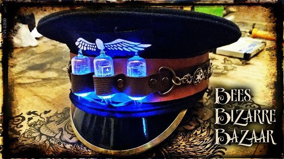 Steampunk Military Cap Hat - Airship - Tesla - Cosplay - Captain by BeesBizarreBazaar steampunk buy now online