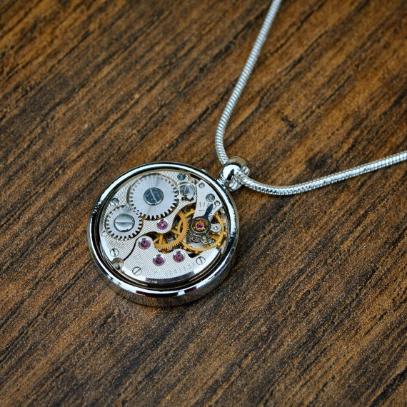 Watch Movement Necklace - 'A Moment in Time' by JFoxCufflinks steampunk buy now online