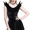 Devil Fashion Women's?Gothic Steampunk Slim-fit Harness Dress?V Collar Sleeveless Dress?Black Short Skirt,M steampunk buy now online