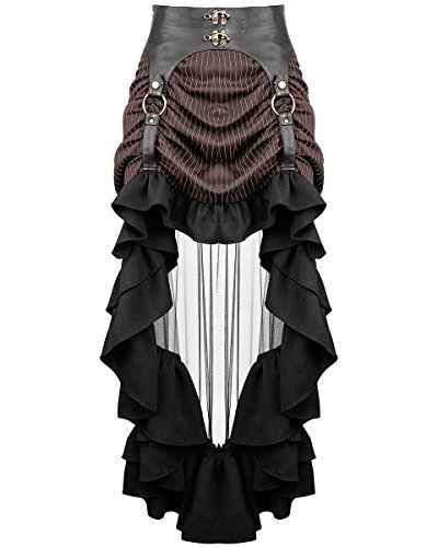Punk Rave Steampunk Skirt Brown Stripe Faux Leather Mesh Gothic VTG Victorian steampunk buy now online