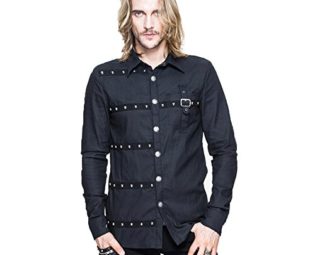 Steampunk Shirt Men Long Sleeve Black Slim Fit Single Breasted Top Shirts 2017 Spring Casual Turn-down Collar Blouses (XXXL, Black) steampunk buy now online
