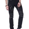 Mens Casual Trousers Skinny Stretch Pants With Zipper Slim Fit Black 32 steampunk buy now online