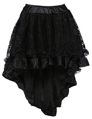 TDOLAH Women's Gothic Dress Steampunk Costume Lace Asymmetrical High Low Corset Party Skirt Plus Size (UK Size 14-16 (Tag 2XL), Black) steampunk buy now online