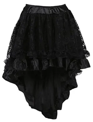 TDOLAH Women's Gothic Dress Steampunk Costume Lace Asymmetrical High Low Corset Party Skirt Plus Size (UK Size 14-16 (Tag 2XL), Black) steampunk buy now online