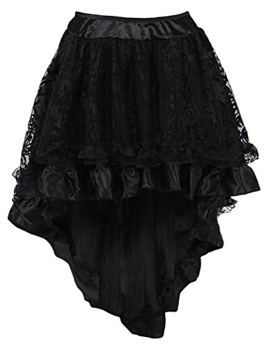 TDOLAH Women's Gothic Dress Steampunk Costume Lace Asymmetrical High Low Corset Party Skirt Plus Size (UK Size 14-16 (Tag 2XL), Black) steampunk buy now online