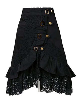 Charmian Women's Plus Size Steampunk Goth Vintage Victorian Gypsy Hippie Lace Party Skirt Black X-Large steampunk buy now online