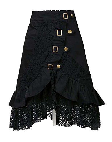Charmian Women's Plus Size Steampunk Goth Vintage Victorian Gypsy Hippie Lace Party Skirt Black X-Large steampunk buy now online