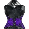 Charmian Women's Steampunk Goth Halter Faux Leather Steel Boned Bustier Corset Black/Purple X-Large steampunk buy now online