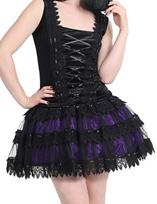 Burvogue Women's Purple Retro Victorian Punk Mini Steampunk Skirts (XXXL, Purple) steampunk buy now online