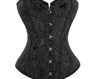 Beauty-You Women's Vintage Gothic Lace Up Boned Overbust Corset Top Bustier (6XL/UK 22-24, Black #2) steampunk buy now online