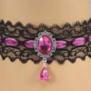 Classic Black Lace Velvet Choker/ Necklace Hot Pink Acrylic Jewel Beaded Pendant Gothic Victorian Steampunk Party by darkcastledesigns steampunk buy now online