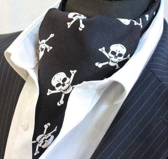 Cravat Ascot. UK Made. Skull & Crossbones. Matching Hanky. by cravatsbymacstar steampunk buy now online