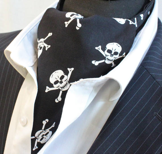 Cravat Ascot. UK Made. Skull &amp; Crossbones. Matching Hanky. by cravatsbymacstar steampunk buy now online