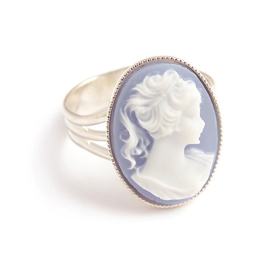 Gothic Victorian Cameo ring Portrait of a lady Adjustable Steampunk goth by DarkEleganceDesigns steampunk buy now online