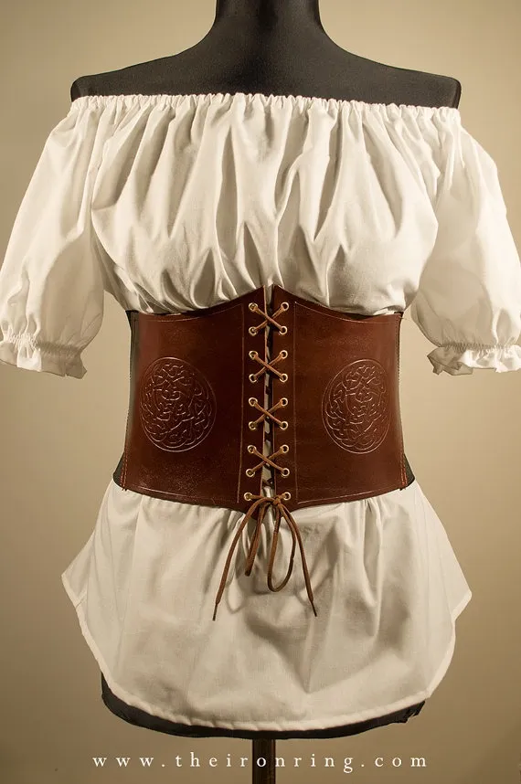 Borea Celtic Corset Belt in genuine leather and elastic band. by TheIronRing steampunk buy now online