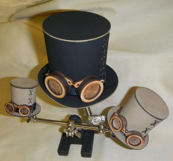 Steampunk Top Hat and Wooden Goggles Kit by ScorchedLLC steampunk buy now online