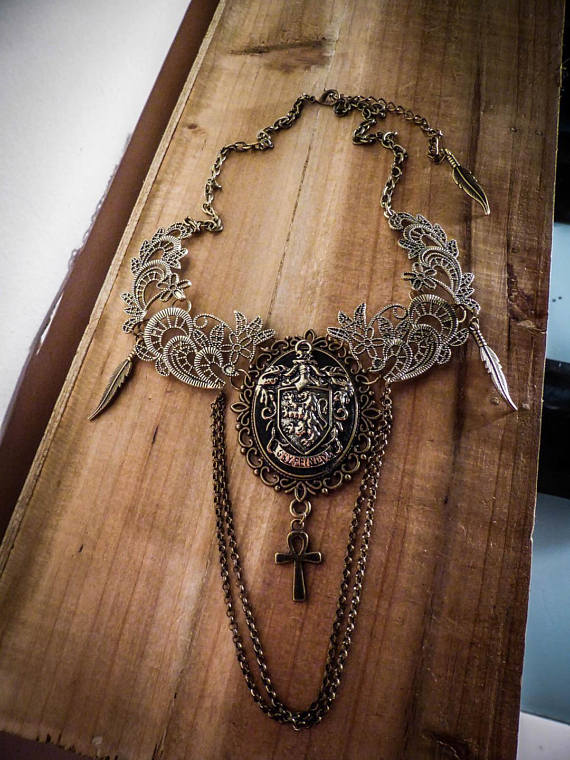 Coat steampunk Harry Potter ♠Griffondor♠ bronzes cabochon bib necklace by wonderlandmc steampunk buy now online