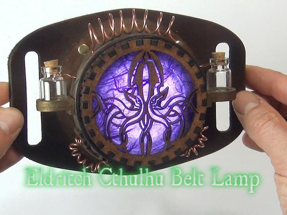 Cthulhu Purple Belt Lamp Wearable steampunk Lamp by Harlotsandangels steampunk buy now online