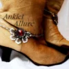 End Of Summer Flower Red Rhinestone Boot Chains Stainless Steel Chains Silver Boot Jewelry by AnkletAllure steampunk buy now online