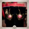 Japanese TEAPOTS earrings bronze porcelain ceramic floral Japanese pink alice in Wonderland BOH011 by LeManoirAuxRequins steampunk buy now online
