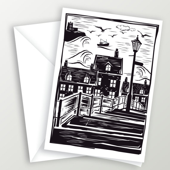Whitby 199 steps Greetings Card by PoetArtistFisherman steampunk buy now online