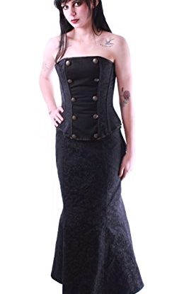 Size 18 Black Brocade Asymmetrical Corset Fishtail Gothic Steampunk Skirt steampunk buy now online