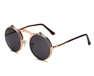 Dollger Lennon Flip on Detachable Round Sunglasses(Black Lens+Rose Gold Frame) steampunk buy now online