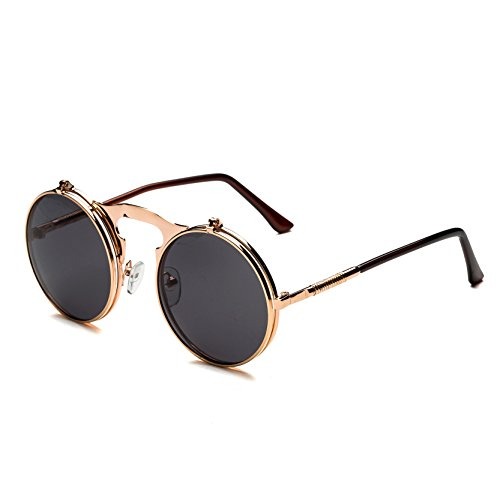 Dollger Lennon Flip on Detachable Round Sunglasses(Black Lens+Rose Gold Frame) steampunk buy now online