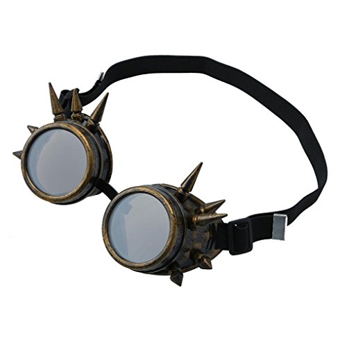 DIKEWANG High Quality Rustic Rivet Vintage Victorian Style Steampunk Goggles Gothic Multi Lens Brass Glasses Welding Cyber Punk Round Rave Novelty Cosplay for Steampunk Lovers (D) steampunk buy now online