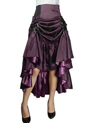 Purple Gothic Victorian Burlesque Steampunk Gypsy Pagan Larp Wiccan High Low Long Skirt (10) steampunk buy now online