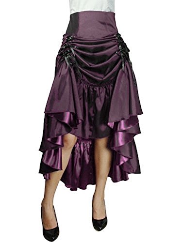 Purple Gothic Victorian Burlesque Steampunk Gypsy Pagan Larp Wiccan High Low Long Skirt (10) steampunk buy now online