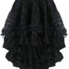KuSen Women's Steampunk Gothic Vintage Multi Layered Chiffon Black High Low Skirt (UK Size 6-8(S), Black) steampunk buy now online