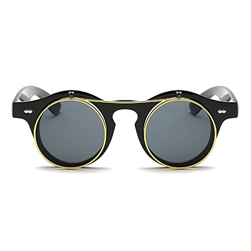 New Arrival Vintage Steampunk Glasses Round Double Flip Sunglasses Practical Fashion Accessories steampunk buy now online